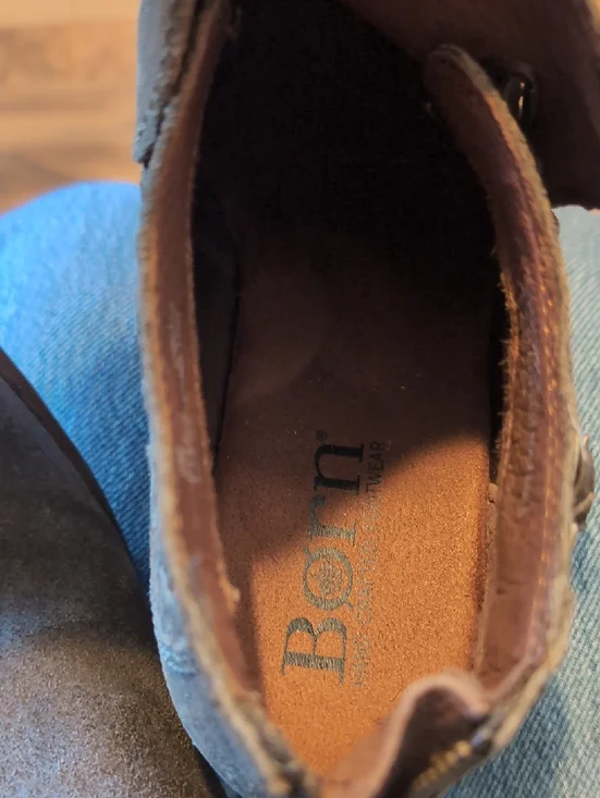 Born Sylvia Braided Strap Low Ankle Boots - Brown Gray - Picture 9 of 10